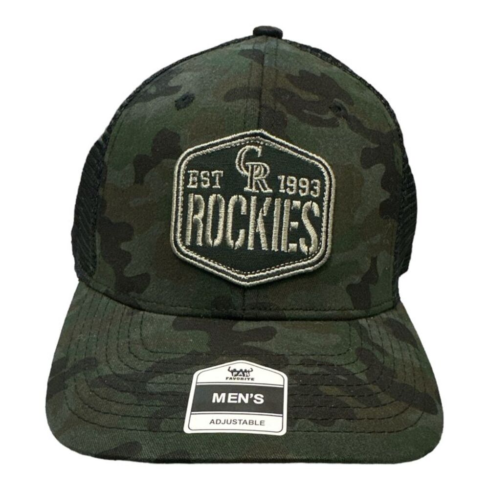 Genuine Merchandise Men's MLB Trucker Snapback Baseball Hat - Camo/Rockies